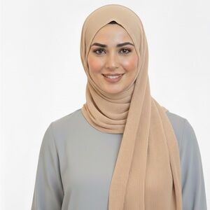 Finely pleated hijab stretchy hijab Islamic scarf shayla Beige Hijab Modestyline